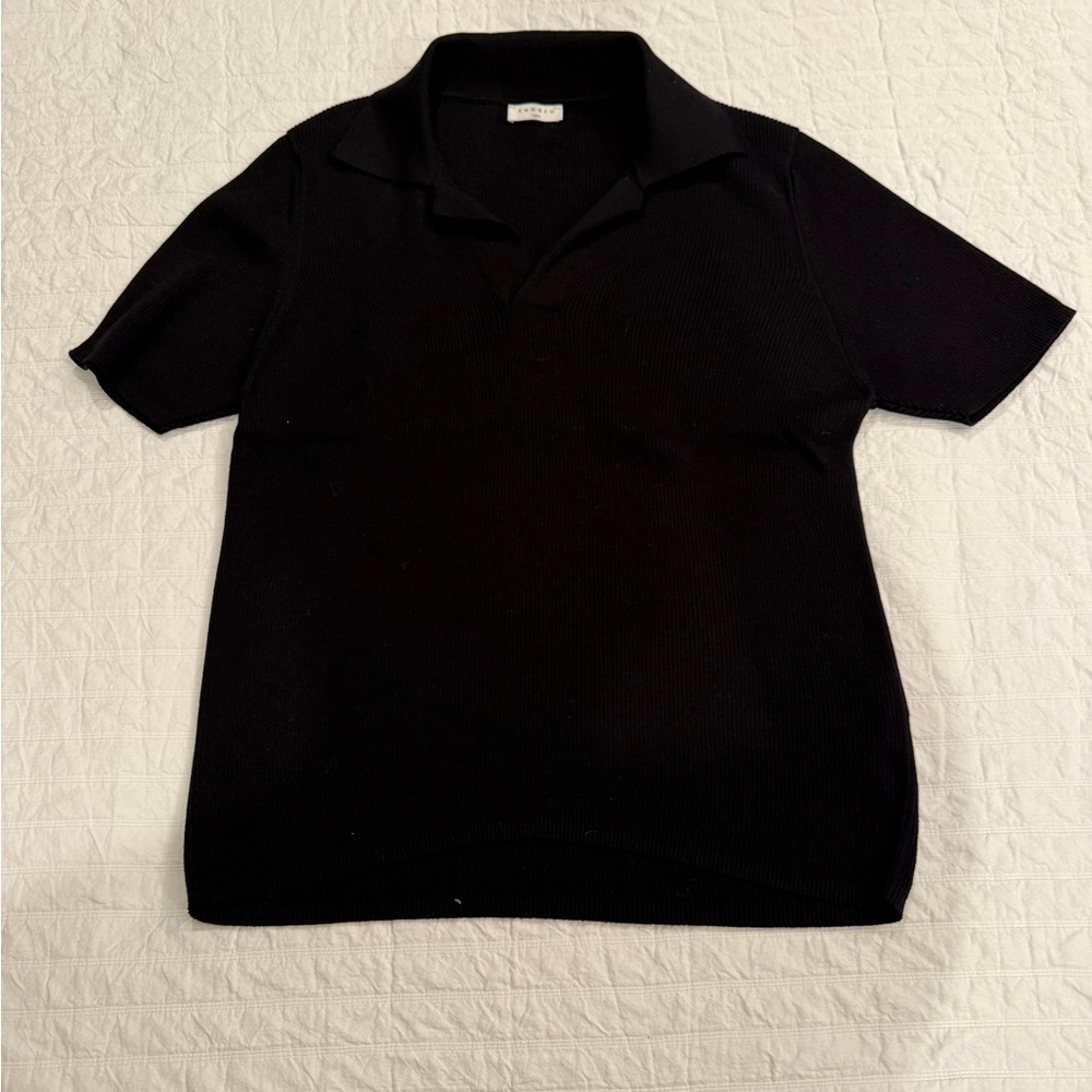 Sandro Black Knit Polo Shirt Men’s Large